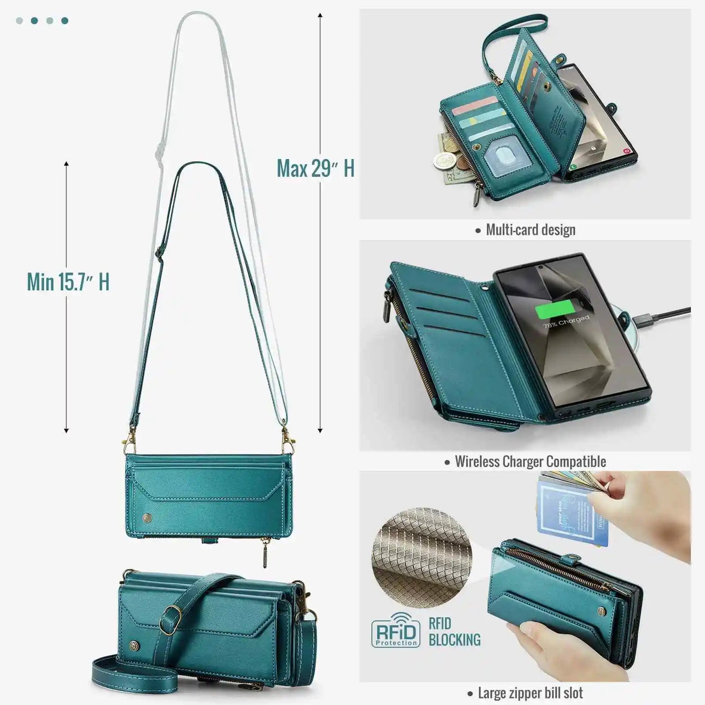 Crossbody for Samsung Galaxy S24 S23 Ultra S22 S21 S20 Case Wallet Card Holder