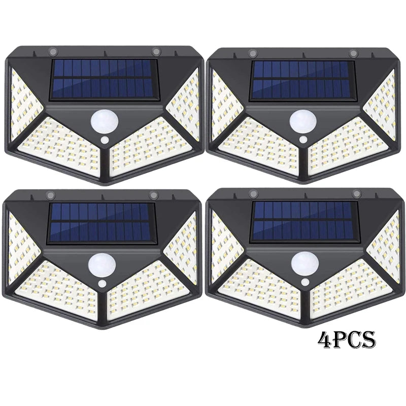 2/4/8/10PCS Solar Light Outdoor 100 LED Wall Lamp PIR Motion Sensor Lamp Waterproof LED Lights For Garden Street Decoration