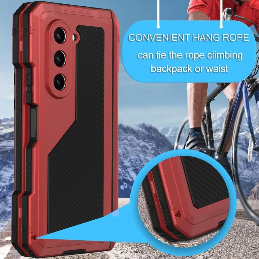 3 Layers Heavy Duty Metal Phone Case For Samsung Z Fold 7 6 5 4 Shockproof Aluminium Silicone Cover With Stand Screen Soft Film