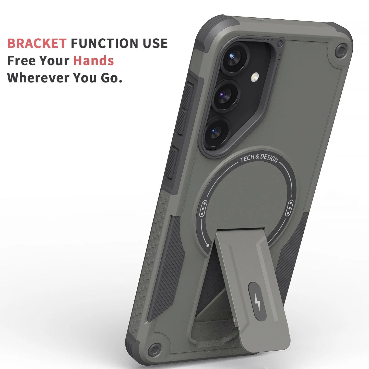 For Samsung Galaxy S25/Plus/Ultra/S25 Edge/S24/Plus/S24 Ultra Phone Case Shockproof Heavy Duty Kickstand Cover With Lanyard