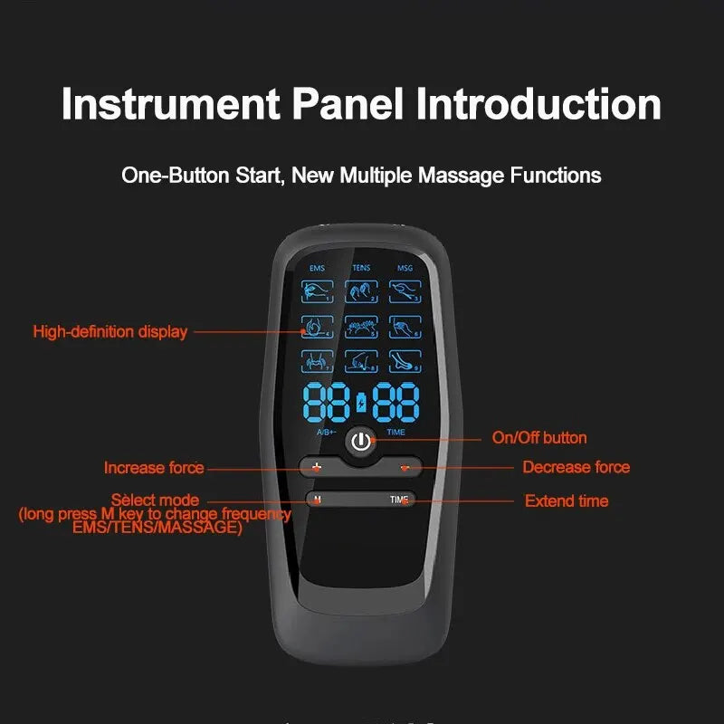 Tens Electric Pulse Massage TENS Massager EMS Muscle Stimulator Acupuncture Rechargable Dual Output Low Frequency Body Pain Relief