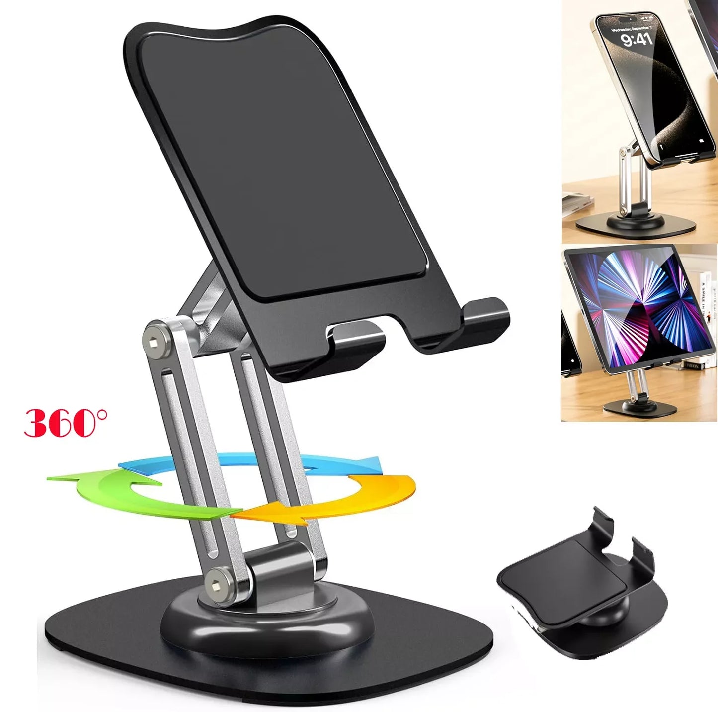 Multi-Function Folding Lift blet Desktop StandLazy Mobile Phone Stand Al Tauminum Mobile Phone  360° Rotating Live Stand