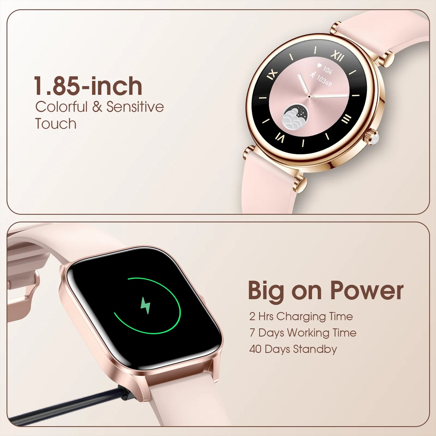 Women's Smart Watch, 1.2-inch (approximately 3.2cm) Fitness Tracker Watch With Wireless Calling And Multiple Sports Modes