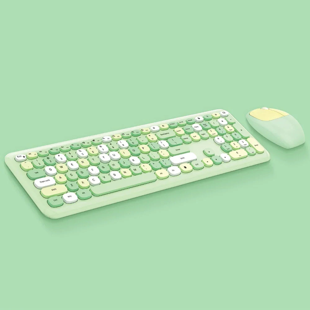 Modern Mofii 666 Keyboard Mouse Combo Wireless 2.4G Mixed Color 110 Key Keyboard Mouse Set with Round Punk Keycaps for Girl