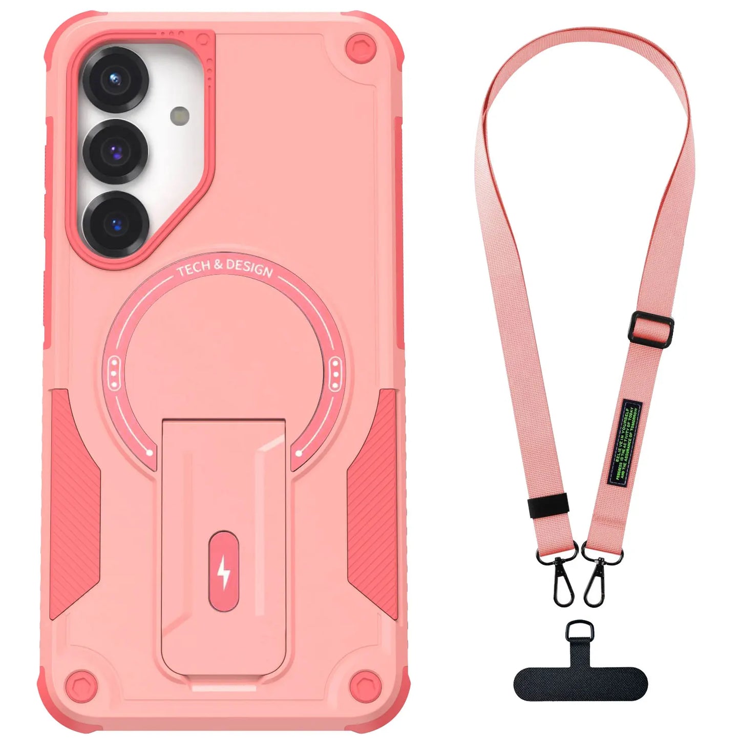For Samsung Galaxy S25/Plus/Ultra/S25 Edge/S24/Plus/S24 Ultra Phone Case Shockproof Heavy Duty Kickstand Cover With Lanyard