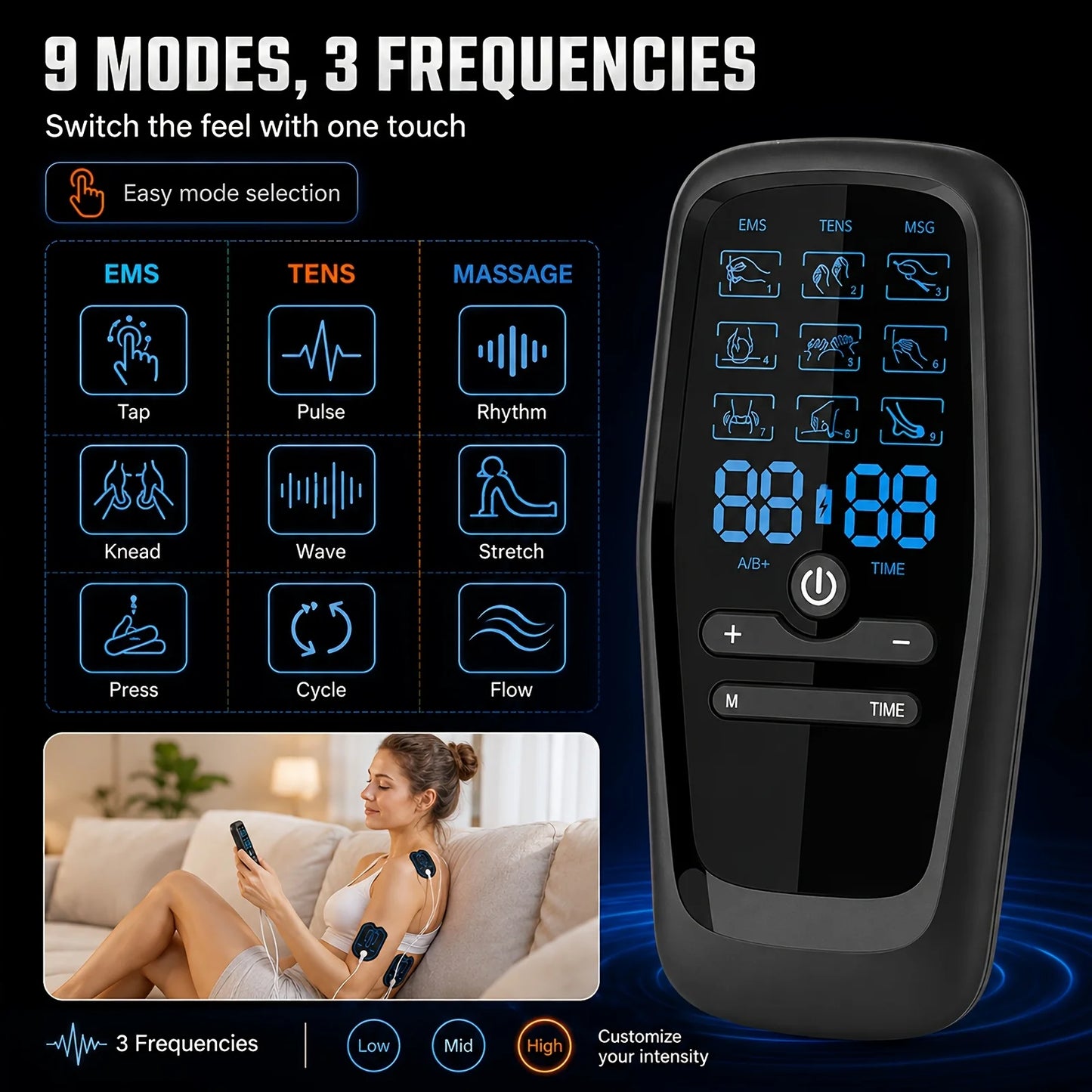 TENS Unit Muscle Stimulator, Rechargeable Dual Channel TENS EMS Machine, Back Neck Shoulder Leg