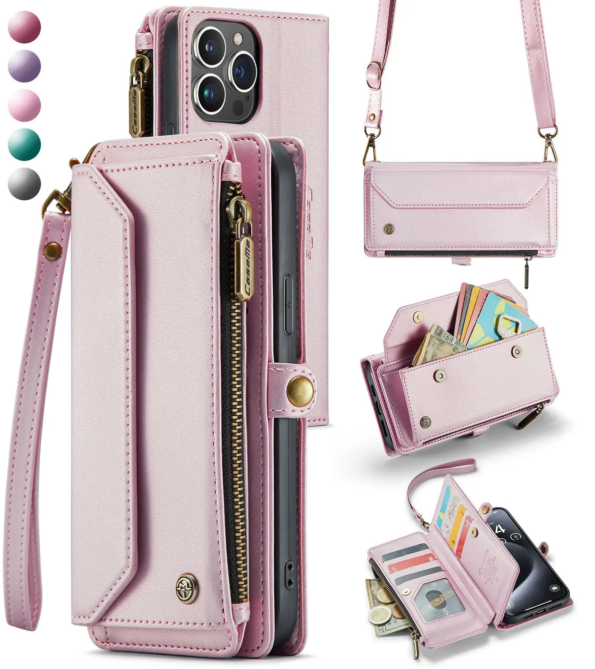 Crossbody for iPhone 16 15 14 13 12 11 Pro Max XS XR SE Case Wallet Card Holder
