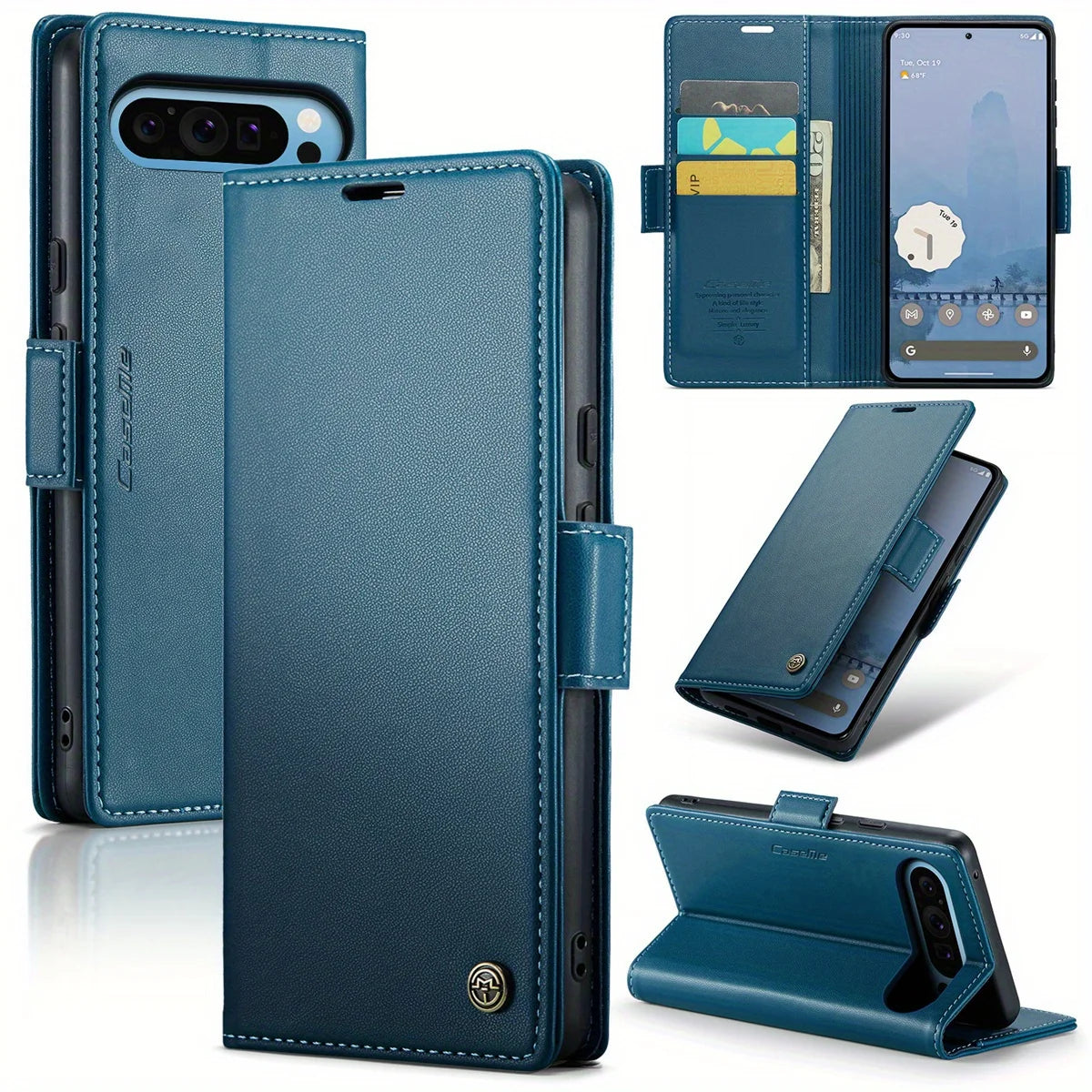 For Google Pixel 9 Pro XL 8Pro 7A 8A 9A Case With Card Holder, Wallet Case With RFID Blocking, Kickstand Magnetic Clasp Case