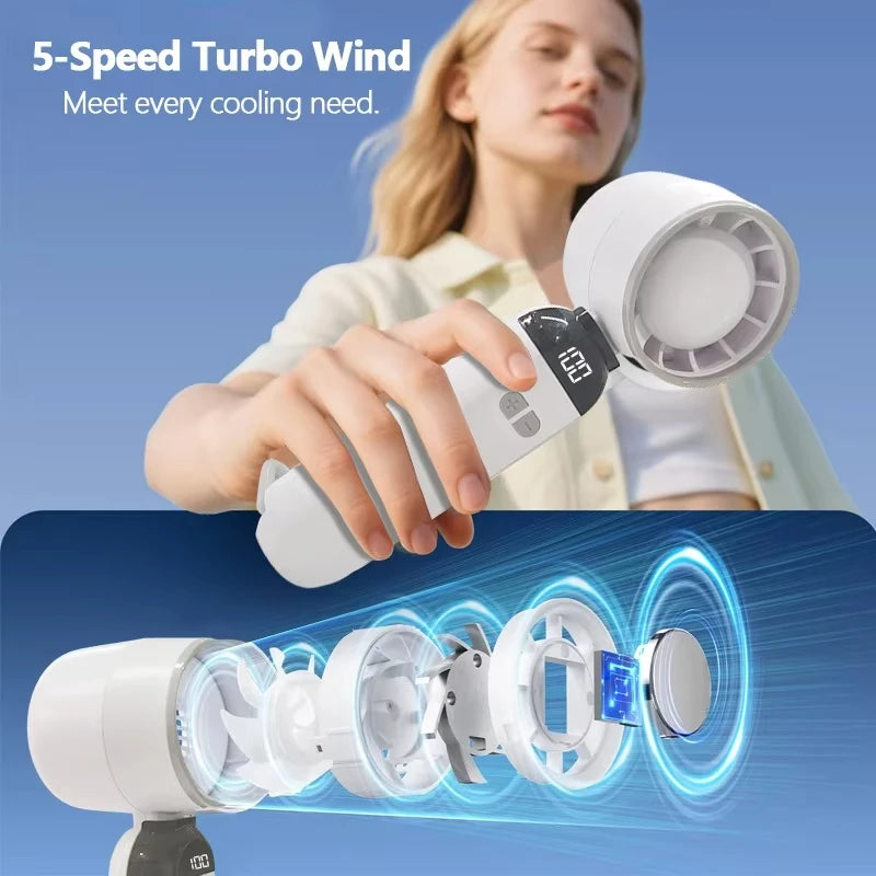 Mini Handheld USB Fan Strong Breeze Fast Charging Silent High-Speed Air Cooling Portable Fan Personal for Travel Outdoor