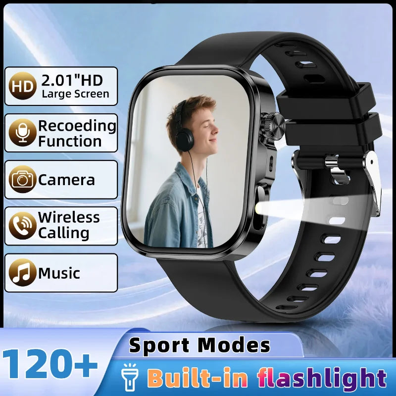 New Smartwatch with 2.01 Inch HD Display, Wireless Calling, Message Notifications, Weather Forecasts, Sports Tracker, LED Lighting,Alarm Clock, Suitable for Men, Women, for IPhone & Android