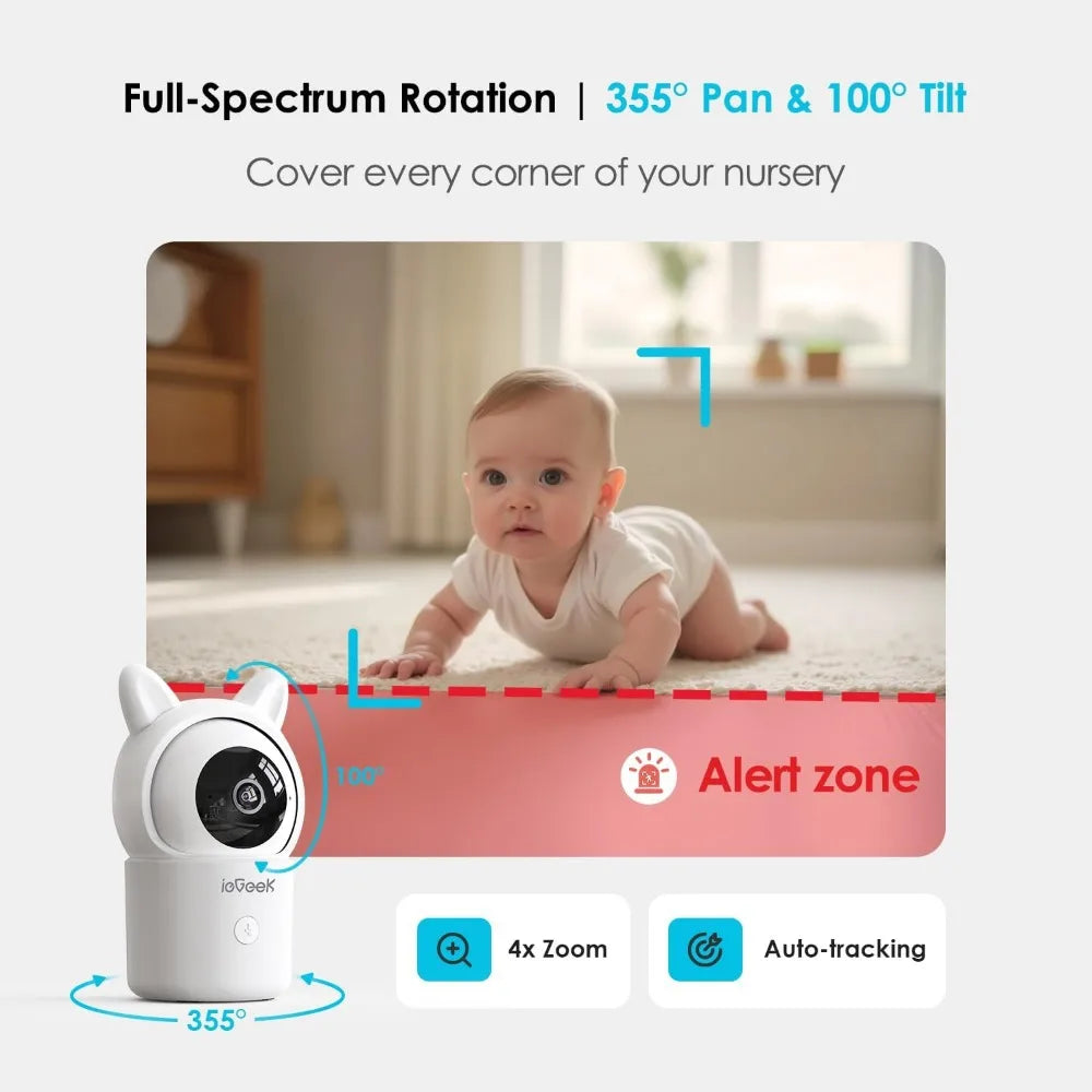 5" Split Screen Baby Monitor,HD Night Vision,2-Way Talk,Cry&Motion Detection,Temperature&Humidity Sensor,WiFi Baby Camera Monit