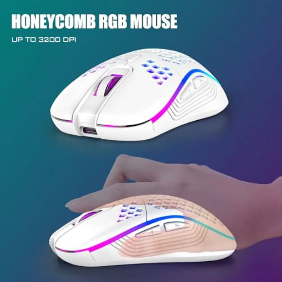 K84 Wireless Keyboard and Mouse Combo Rainbow Backlit Rechargeable Battery 75% Layout TKL Ultra Compact Gaming Keyboard and Lig