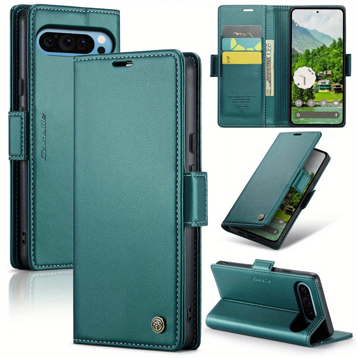 For Google Pixel 9 Pro XL 8Pro 7A 8A 9A Case With Card Holder, Wallet Case With RFID Blocking, Kickstand Magnetic Clasp Case