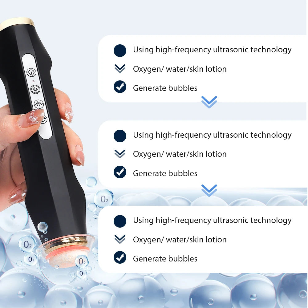 7 Colors LED Oxygen Bubble Pen Facial Massager Portable CO2 Beauty Machine Skin Rejuvenation Hydration Pore Cleaning Tool