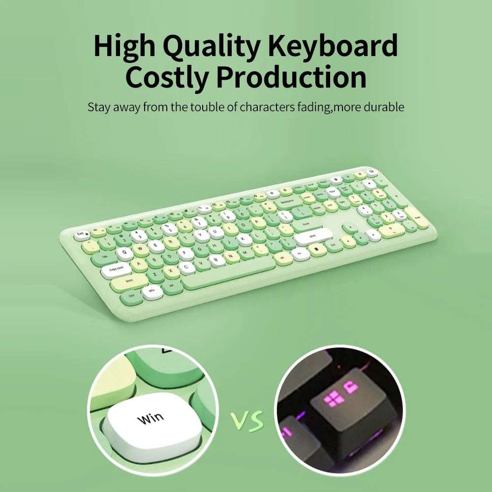 Modern Mofii 666 Keyboard Mouse Combo Wireless 2.4G Mixed Color 110 Key Keyboard Mouse Set with Round Punk Keycaps for Girl