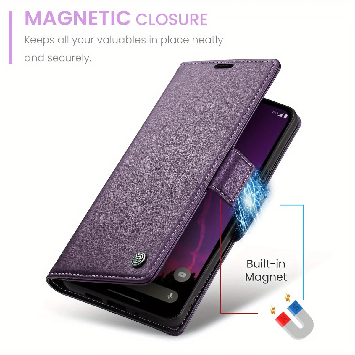 For Google Pixel 9 Pro XL 8Pro 7A 8A 9A Case With Card Holder, Wallet Case With RFID Blocking, Kickstand Magnetic Clasp Case