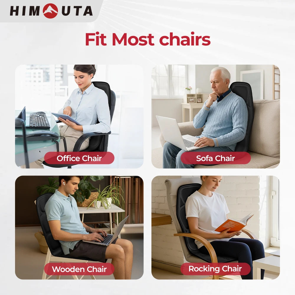 Electric Back Massager Full-Body Massage Chair Cushion Heated Vibrator Car Home Office Relaxation Lumbar Neck Mattress Chair Mat