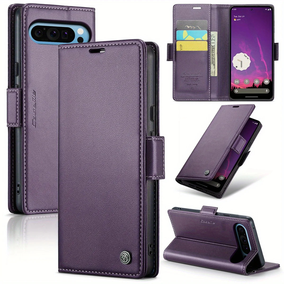 For Google Pixel 9 Pro XL 8Pro 7A 8A 9A Case With Card Holder, Wallet Case With RFID Blocking, Kickstand Magnetic Clasp Case