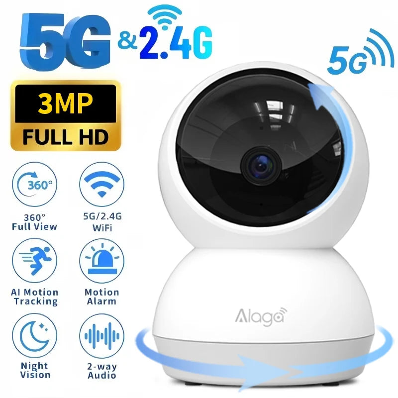 2K Smart Home Security Camera 5G/2.4GHz Wireless WiFi Auto Tracking CCTV Camera 3MP PTZ 2-Way Audio,Night Vision Baby Monitor