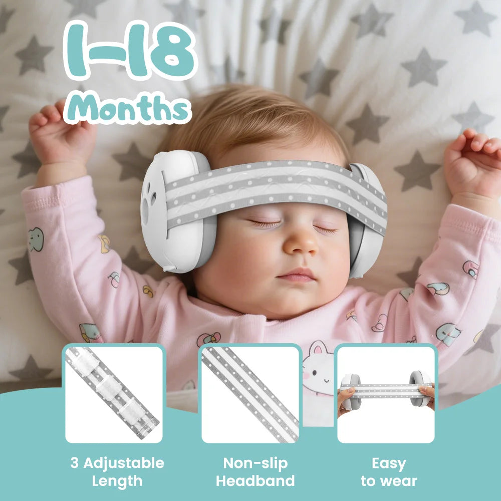 Baby Ear Protection Noise Cancelling Headphones for Babies, 2-in-1 Baby Ear Protection, Baby Travel Essentials for Outdoor
