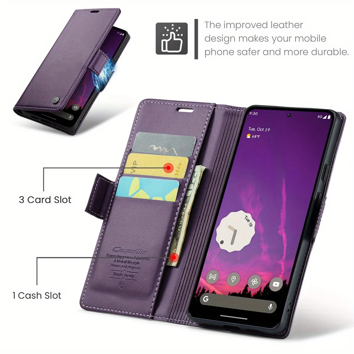 For Google Pixel 9 Pro XL 8Pro 7A 8A 9A Case With Card Holder, Wallet Case With RFID Blocking, Kickstand Magnetic Clasp Case