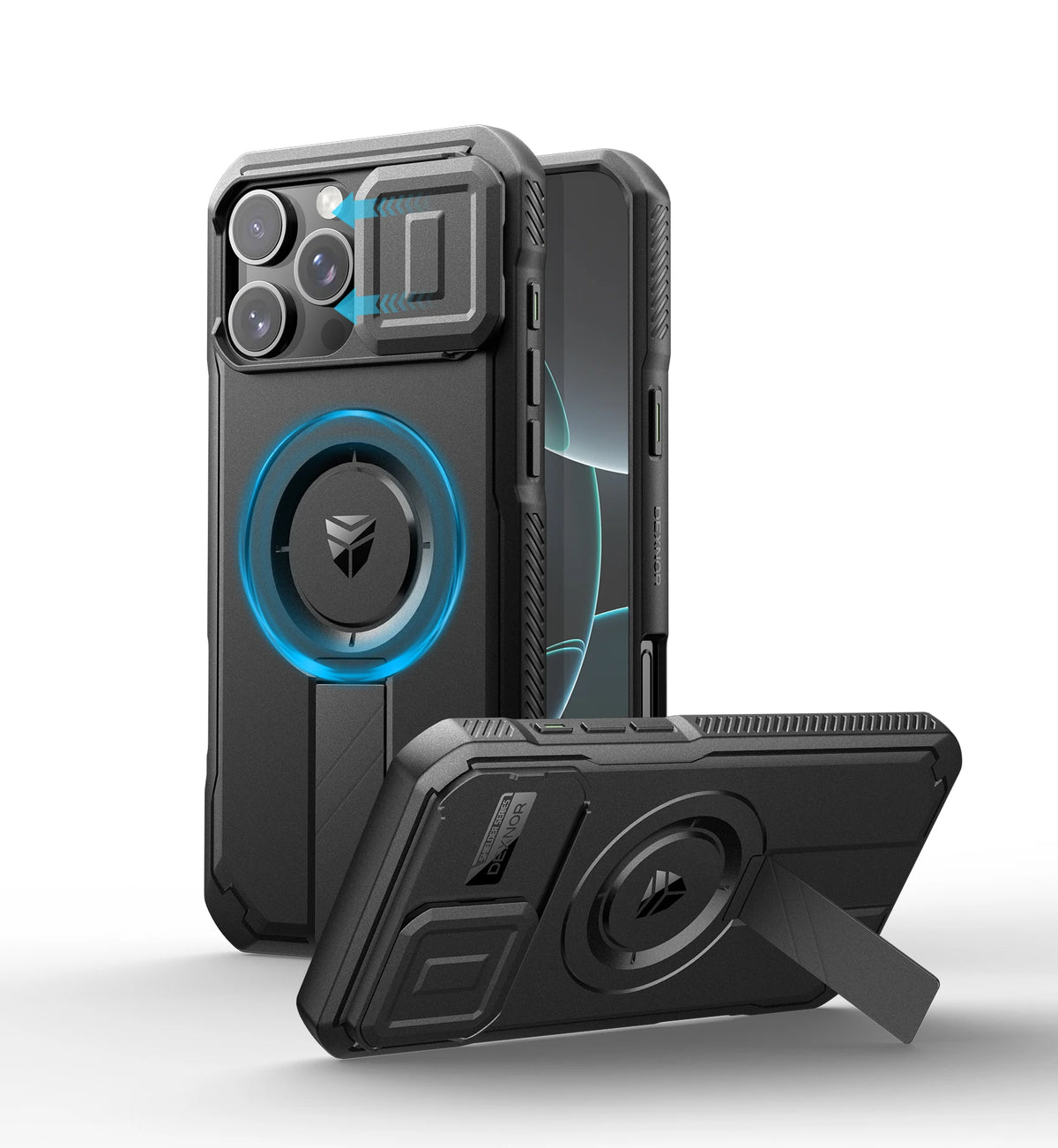 For iPhone 16 Pro Max  Case with Slide Camera Cover & Adjustable Kickstand Rugged Shockproof Protective Heavy-Duty Bumper Cases